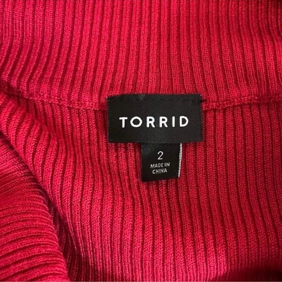 Torrid women's shirt 2x red rib knit off the shoulder long sleeve top - Picture 7 of 9